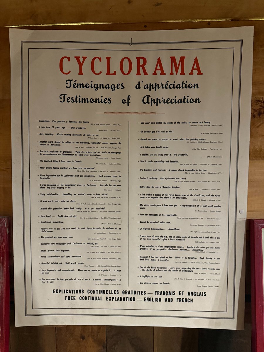 etiennefd's tweet image. quirky visit of the day: the Cyclorama of Jerusalem, a 110×14m circular painting from the 1890s depicting Jerusalem at the time of the crucifixion. The virtual reality of the time!
As visitors Mr. and Mrs. D. Johnston wrote in 1957: "Better than the one in Waterloo, Belgium"