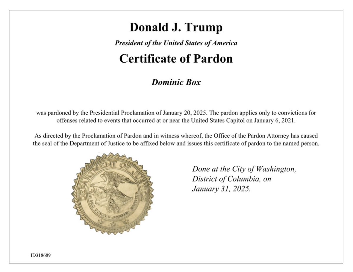Dominic Box 🇺🇸PARDONED J6er. (@domfreepress) on Twitter photo <a href="/realtimsharp/">Tim Sharp 🍊 🍊 🇺🇸</a> <a href="/EagleEdMartin/">Eagle Ed Martin</a> <a href="/AGPamBondi/">Attorney General Pamela Bondi</a> I did, but there were 14 commutations. 1 of them eventually received a pardon and the other doesn’t deserve one for testifying against the Proud Boys. <a href="/realtimsharp/">Tim Sharp 🍊 🍊 🇺🇸</a> <a href="/EagleEdMartin/">Eagle Ed Martin</a> <a href="/AGPamBondi/">Attorney General Pamela Bondi</a> I did, but there were 14 commutations. 1 of them eventually received a pardon and the other doesn’t deserve one for testifying against the Proud Boys.