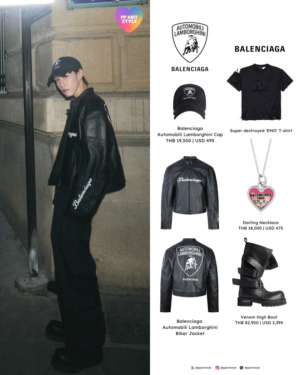 〰️ พีพี | PP KRIT STYLE: #Balenciaga54thCouturexPPKRIT

#Balenciaga Automobili Lamborghini Cap and Biker Jacket, Super destroyed ‘EMO’ T-shirt, Darling Necklace, Venom High Boot

GBA PP KRIT BALENCIAGA
#BalenciagaxPPKrit 
#ppkritt #ppkritstyle
#พีพีกฤษฏ์ #พีพีใส่แบรนด์อะไร