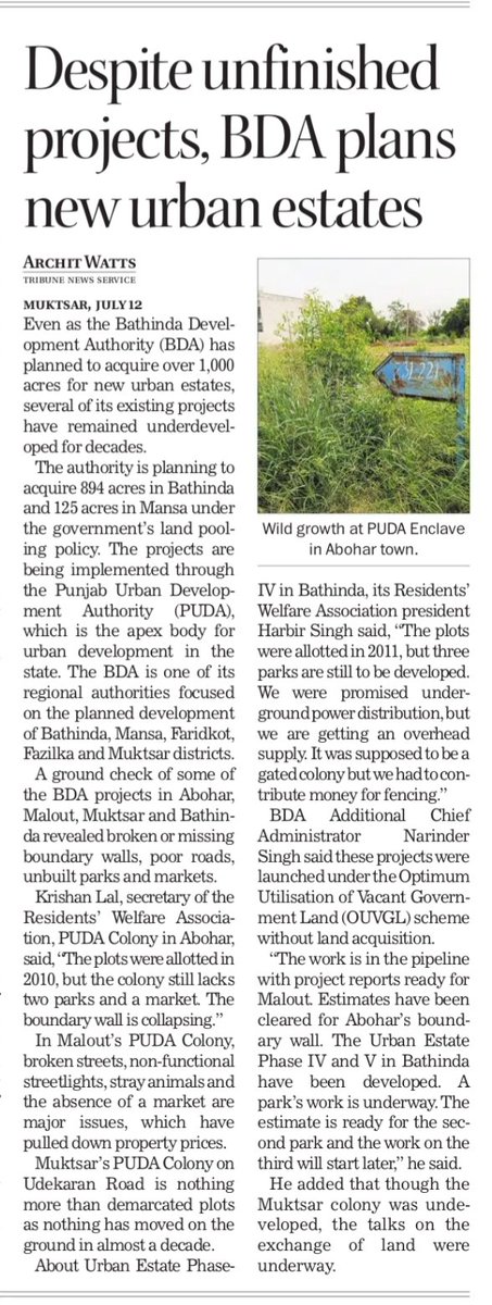 archit watts (@archit0078) on Twitter photo Despite unfinished projects, BDA plans new urban estates
#Muktsar #Abohar #Malout #Bathinda <a href="/thetribunechd/">The Tribune</a>
tribuneindia.com/news/punjab/de… Despite unfinished projects, BDA plans new urban estates
#Muktsar #Abohar #Malout #Bathinda <a href="/thetribunechd/">The Tribune</a>
tribuneindia.com/news/punjab/de…