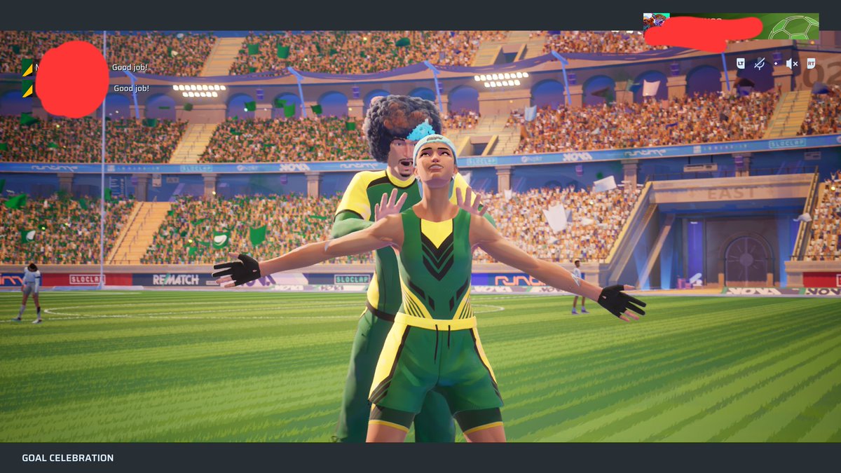 n7roxx's tweet image. #rematch goal celebrations. It looks like he is about to jump scare me there 🤣