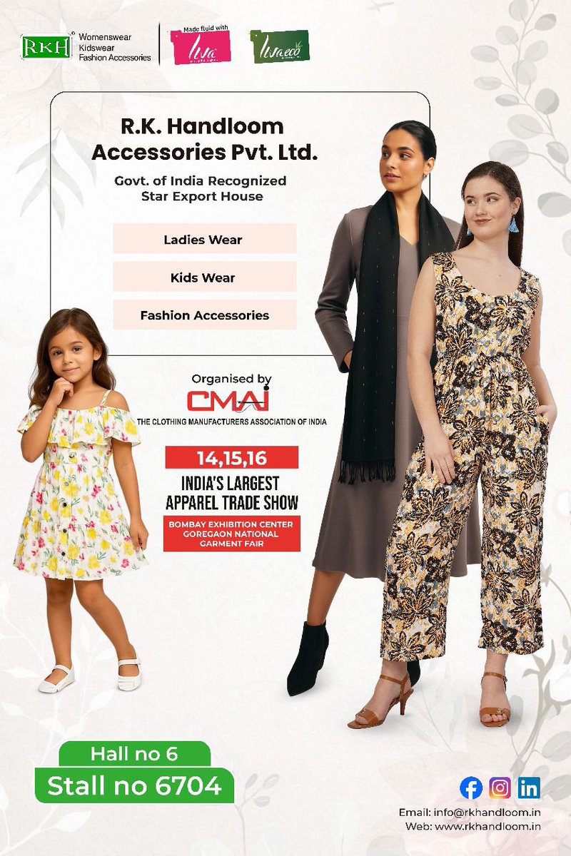rk_handloom's tweet photo. Hello Everyone,
We cordially invite you all to review our latest developments and ideas at CMAI-Mumbai (14,15,16 -July).
#kidswear #womenswear #fashion #sourcing https://t.co/dH0i6c4PG3