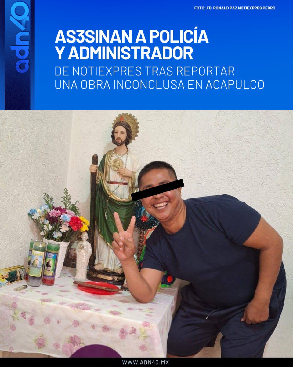 alvarez_armando's tweet photo. 🚨 Pedro Ronald Paz, #policía municipal y creador de #NotiExpress, fue asesinado a #balazos en #Acapulco tras denunciar en vivo una #obra inconclusa del #gobierno. El #ataque ocurrió minutos después, en plena avenida Cuauhtémoc ⚠️ https://t.co/resfjKy18F