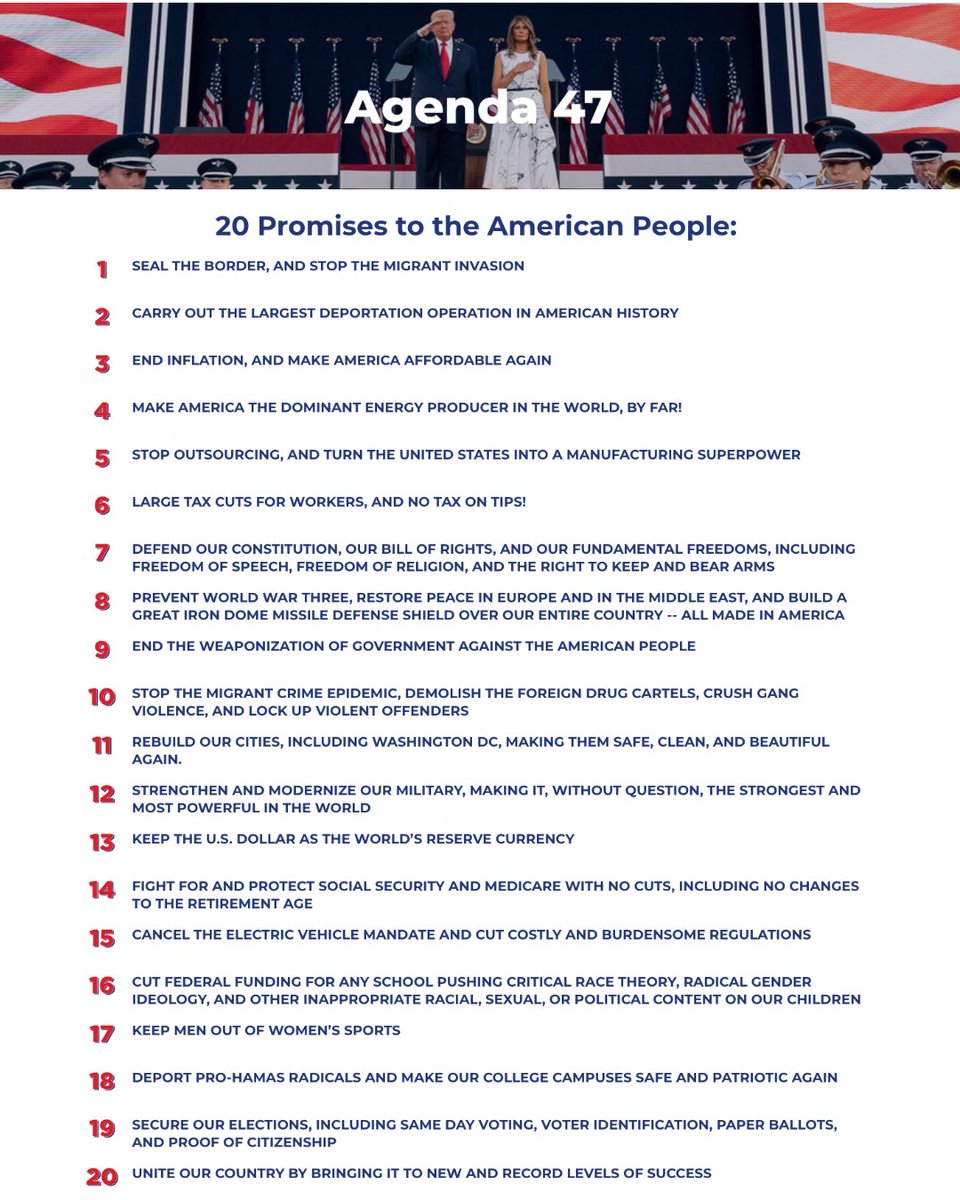 Weird. 

What do you notice about the 20 campaign promises Trump made to the American people? 🇺🇸