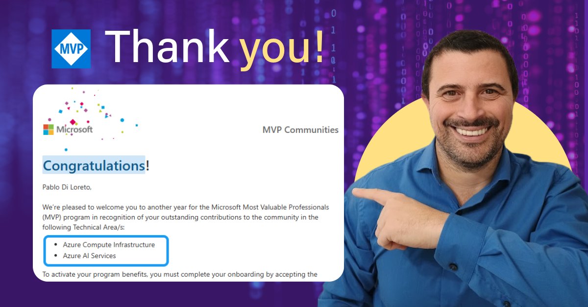🎉 ¡12 años como #MicrosoftMVP! Y ahora reconocido en dos categorías: #Azure e #AIServices.

#ThankYou a la #ComunidadIT y todas aquellas personas que me acompañan y ayudan a amplificar mi impacto 🤲

⭐️ Lee todos los detalles de cómo fue el proceso de todo este tiempo en la
