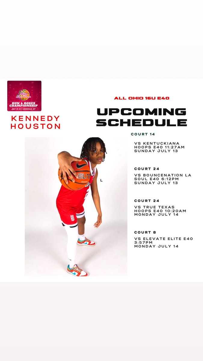 This is my Schedule for RUN 4 ROSES, Come check me and the squad out!#Run4Roses #girlsbasketball