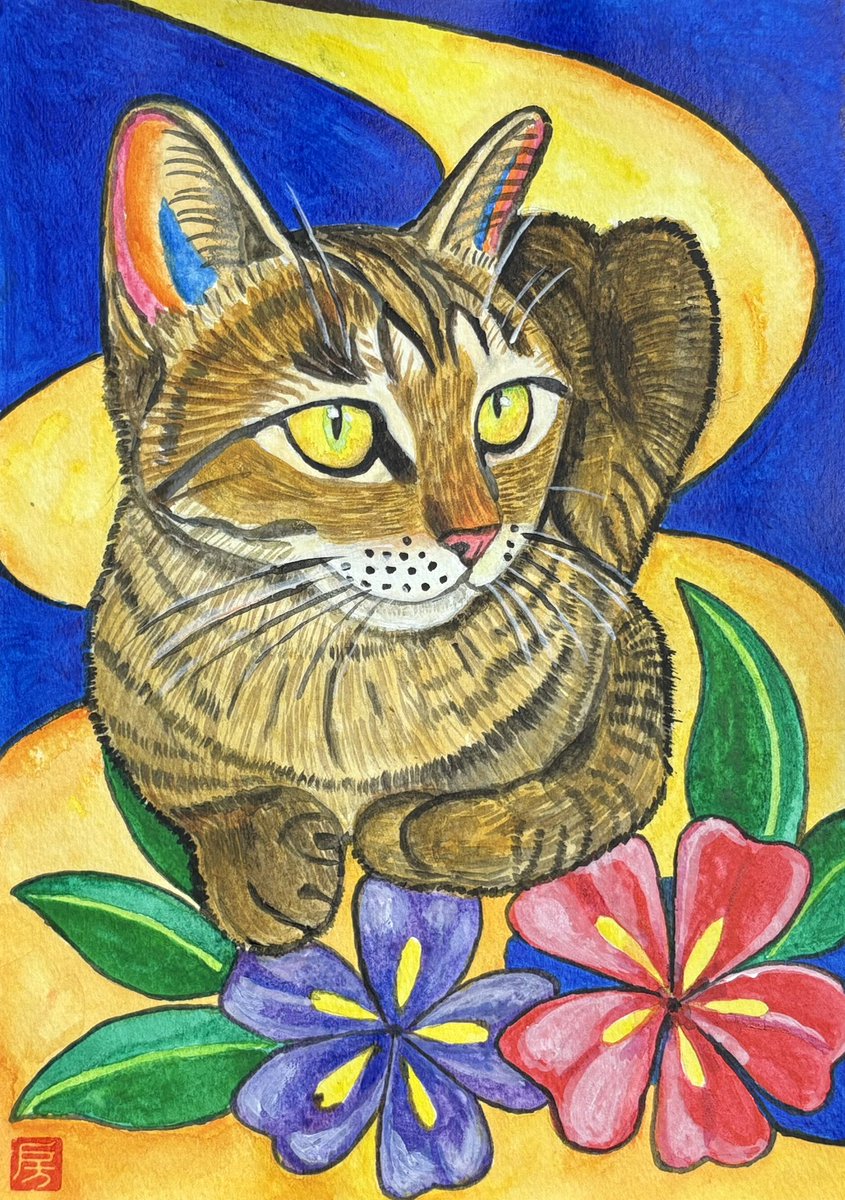 puputaro7's tweet image. アクリルで猫ちゃんを描きました