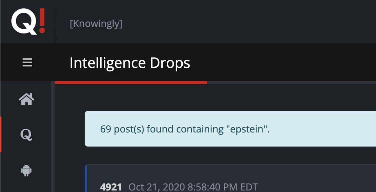"Stop talking about Epstein!"

Tell that to Q.

69 posts that mention the name.
27 that mention p*do.
3 that mention lolita.

📢📢📢We have a blackmailed p*do problem, and they are in seats of power from DC to local govt.