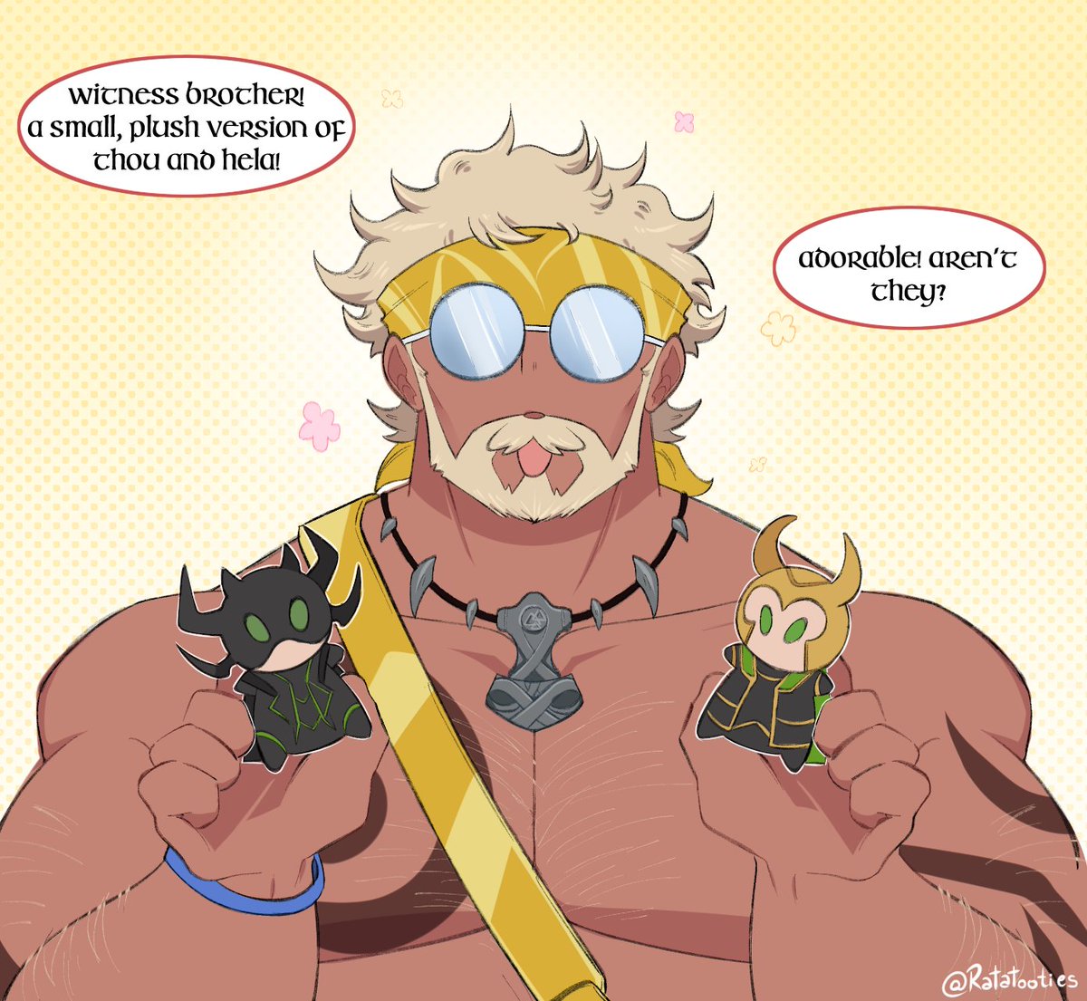 ratatooties_'s tweet image. I love Thor&apos;s summer skin so much 🥺 golden retriever in a family of black cats (1/2)
#MarvelRivals #Loki #Thor