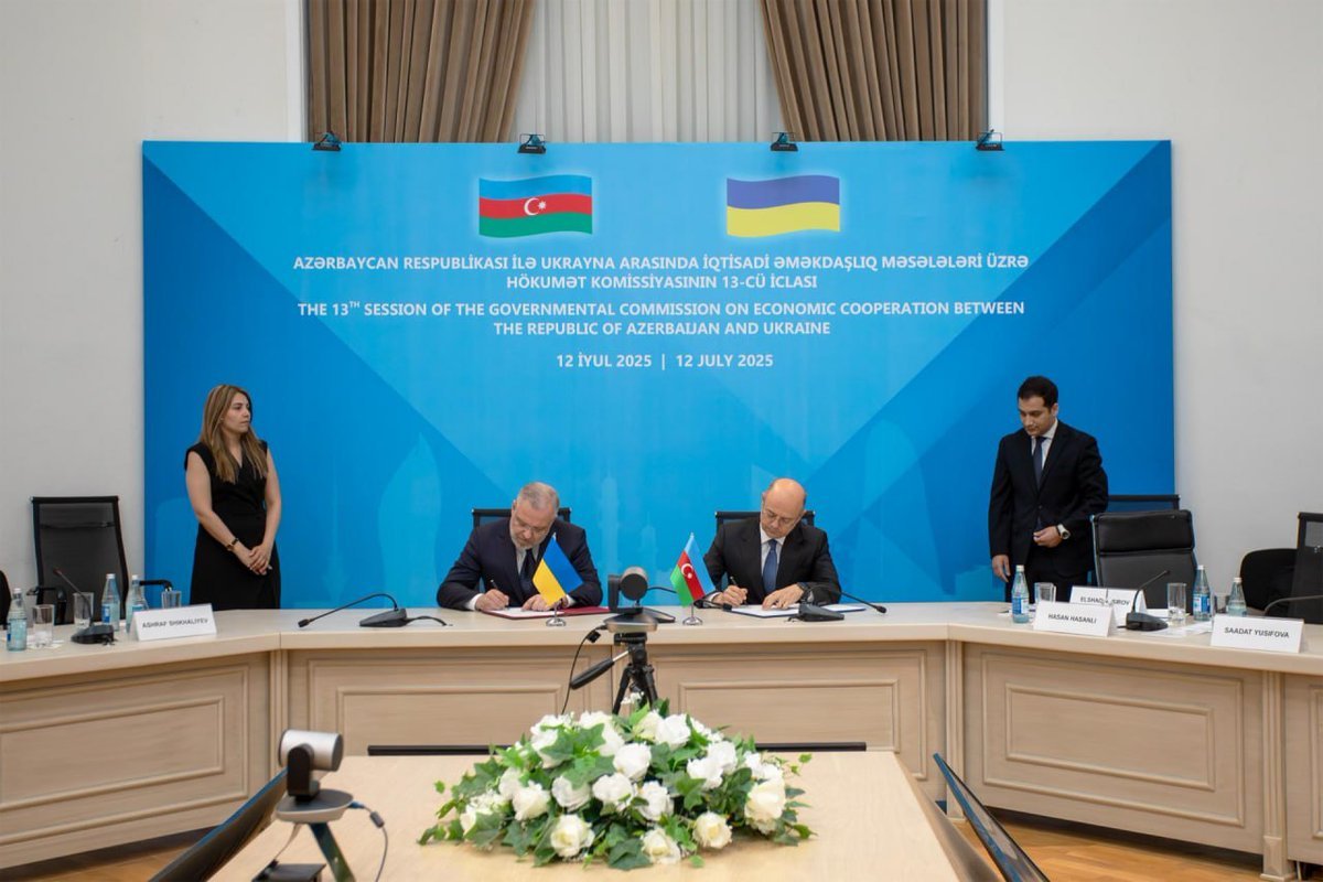 AzeriTimes's tweet image. Azerbaijan and Ukraine have signed a sweeping cooperation roadmap, outlining joint efforts across energy, trade, culture, transport, education, and science.