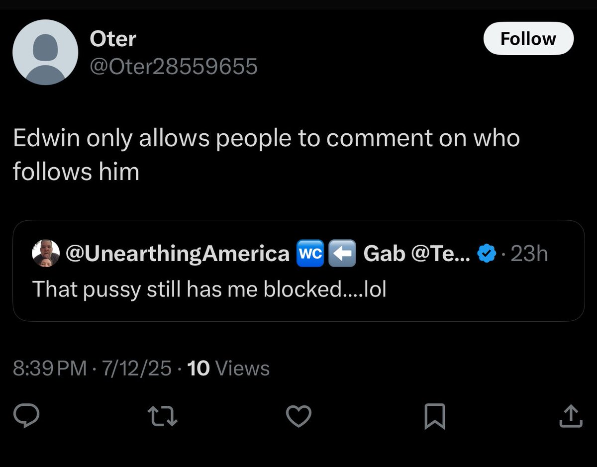 Unearthing_USA's tweet image. No he has the idiot block turned on…..lmao
#BLAMEWARCAMPAIGN