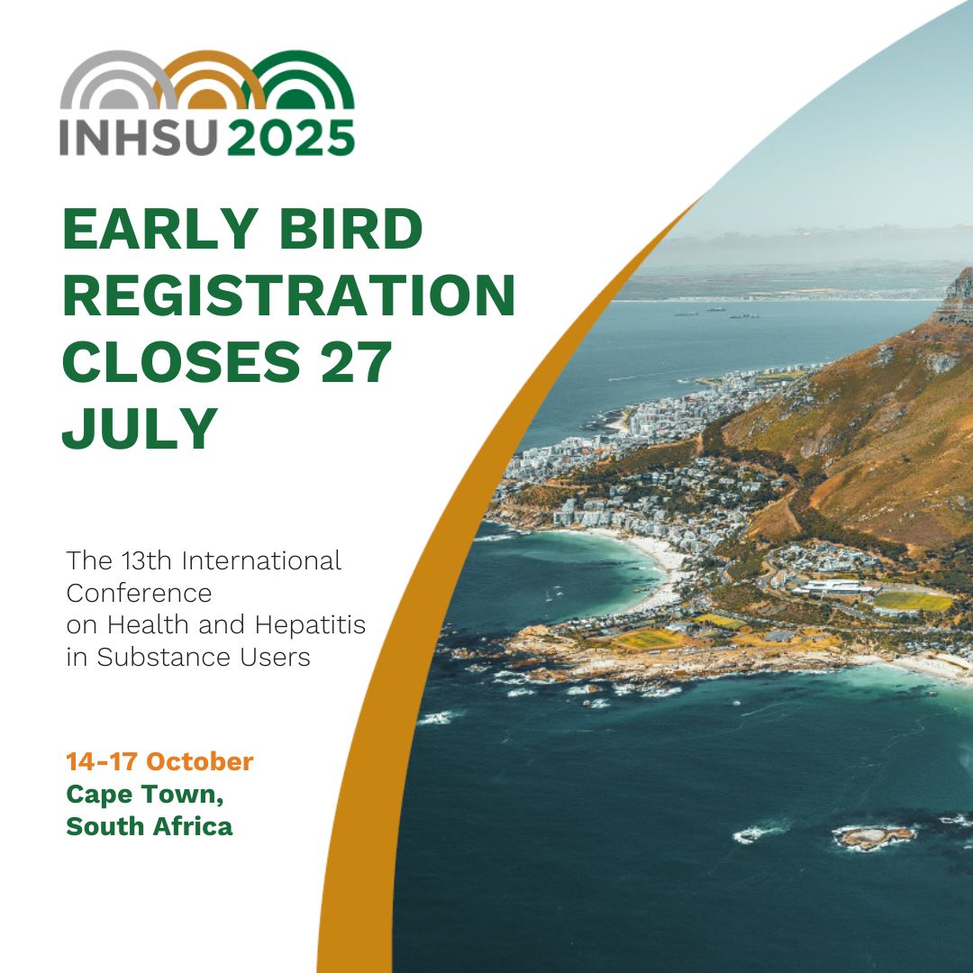 INHepSU's tweet image. Join experts in #HCV, #HIV, #HarmReduction, #Drugpolicy and more at #INHSU2025 in Cape Town, South Africa, 14-17 October:
📢 Register 📢 inhsu.org/inhsu-2025/
#HarmReduction #Drugpolicy #HCV #peoplewhousedrugs