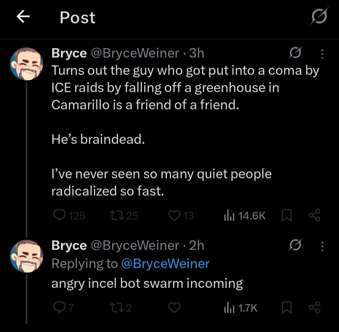ThatGuyFromHS's tweet image. There's something so perplexing about the type of person who will say something completely braindead, accuse everyone who's pointing out how extra chromosome it is of being bots, then blocks everyone and hides replies. Frigging weirdos out here, man.
@bryceweiner