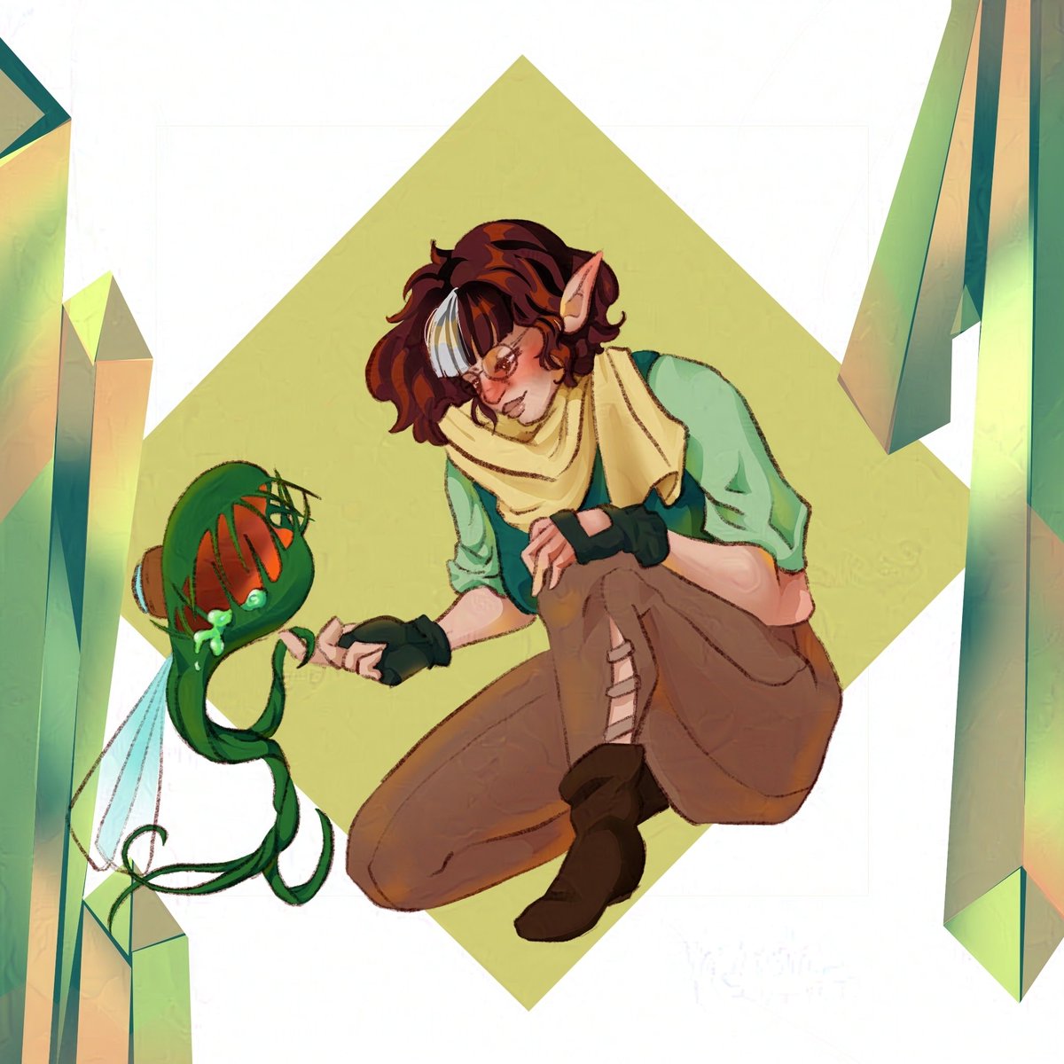 AccidentallyArt's tweet photo. Art Fight revenge two! This one was special to me as an art of my HS friend @HellYeahHeather 's OC. When I saw she had a DND character, I knew Penelope had to meet my artificer's homunculus Deathlord. #artfight #artfight2025 #digitalart https://t.co/My9FDnZsbF
