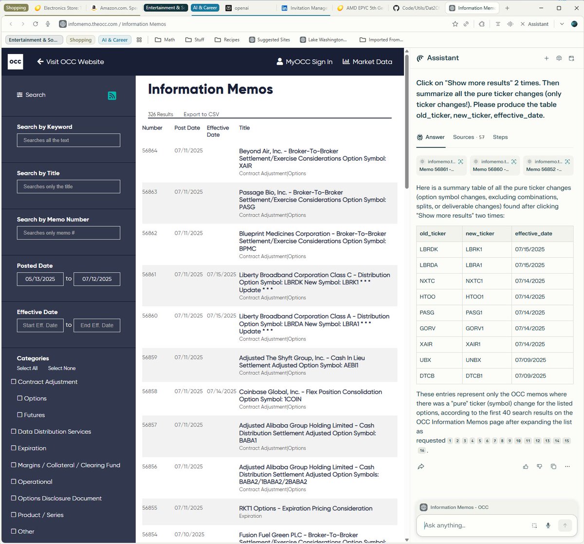 MParakhin's tweet image. Comet (Perplexity's browser) has been growing on me. Initially I only used Assistant to query busy pages, but the ability to perform actions right inside the browser is really handy, too! My real-life task example on OCC memos website: