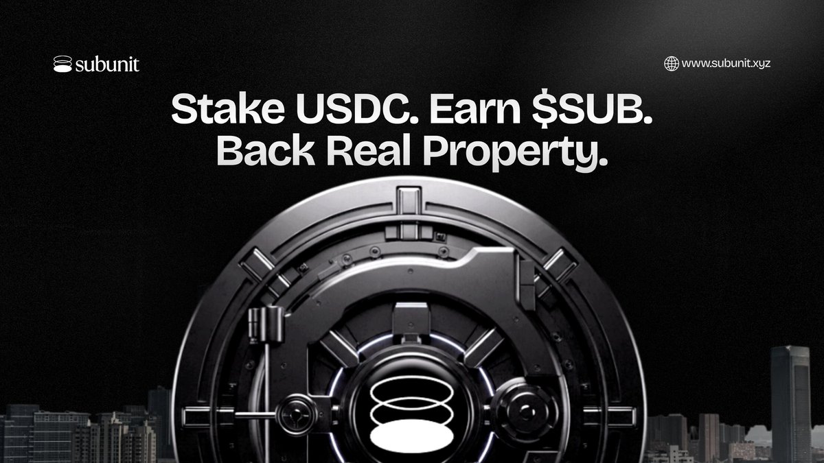 GM fam. 

Tell a friend to tell a friend - Subunit exists.

We’re a decentralized RWA protocol bringing real estate onchain, and right now we’re rewarding early stakers.

Stake USDC early and get exclusive bonuses.
This is your chance to be part of something real — and early.