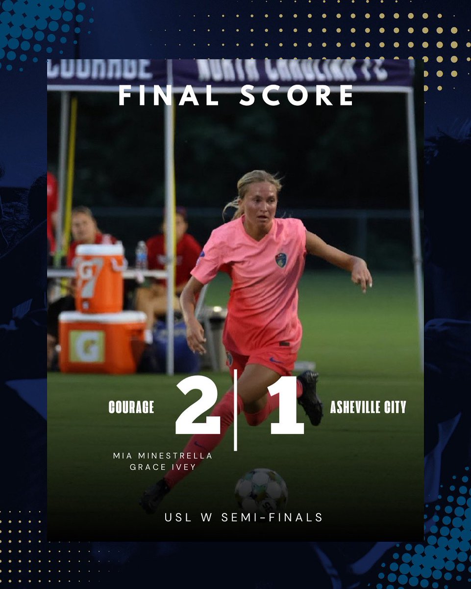 Courage advances to their third straight USL W National Final! Two quality goals from Mia Minestrella &amp; Grace Ivey gives us the USL W Semi-Final victory. Go Courage! #ForTheW