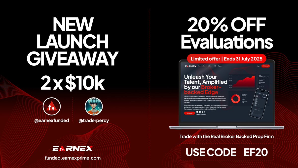 Trader Percy (@traderpercy) on Twitter photo 🚨<a href="/earnexfunded/">Funded By Earnex</a> GIVEAWAY🚨
2x $10k Challenge Accounts 🎁
🎈Follow:
<a href="/traderpercy/">Trader Percy</a>
<a href="/earnexfunded/">Funded By Earnex</a>
🎈Like and Repost
🎈Comment "JOINED" and tag 5 friends
🎈Join discord: discord.gg/earnexprime
🎈Also follow: <a href="/Isabelloisa1/">Engineer ISASKI</a> | <a href="/JhustAsh/">CRT QUINN 🫅💚</a> | <a href="/Rasheedisa7/">Rasheed🎗️</a> | <a href="/Almo0s/">almos</a> | <a href="/yoytrades/">yoy</a>
72hrs 🚨<a href="/earnexfunded/">Funded By Earnex</a> GIVEAWAY🚨
2x $10k Challenge Accounts 🎁
🎈Follow:
<a href="/traderpercy/">Trader Percy</a>
<a href="/earnexfunded/">Funded By Earnex</a>
🎈Like and Repost
🎈Comment "JOINED" and tag 5 friends
🎈Join discord: discord.gg/earnexprime
🎈Also follow: <a href="/Isabelloisa1/">Engineer ISASKI</a> | <a href="/JhustAsh/">CRT QUINN 🫅💚</a> | <a href="/Rasheedisa7/">Rasheed🎗️</a> | <a href="/Almo0s/">almos</a> | <a href="/yoytrades/">yoy</a>
72hrs