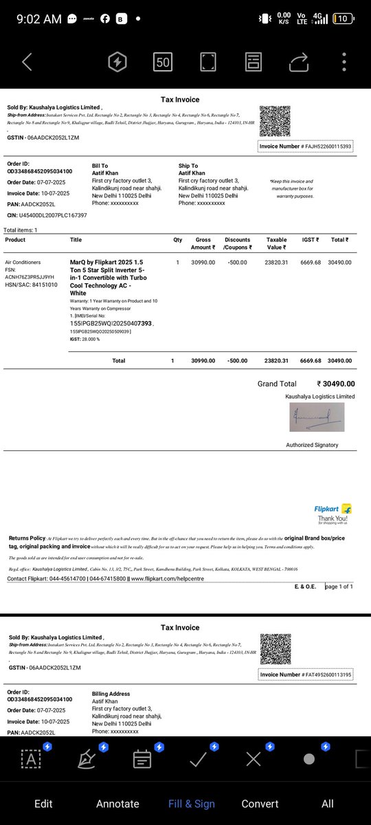 KhanZaidal's tweet photo. @Flipkart @flipkartsupport Pathetic product is Marq Ac I have purchased called authorized per for installation they asked for 12 k to install Ac or warrant will be void even a screw we hve to get frm him. So somehow today I intall ac and funny part it's nt wrkng service is poor https://t.co/tx5qyxfnIL