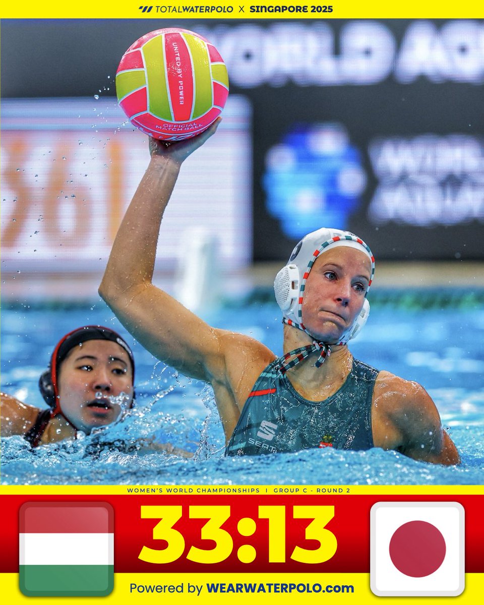 Hungary drops 33 on Japan!
Offensive clinic from the Magyars — goals coming from everywhere in a dominant Round 2 win.

total-waterpolo.com/tw_match/12244

Photo by @mtbphotonl
#singapore2025 #waterpolo #vizilabda #pallanuoto #wasserball #vaterpolo #vaterpolo