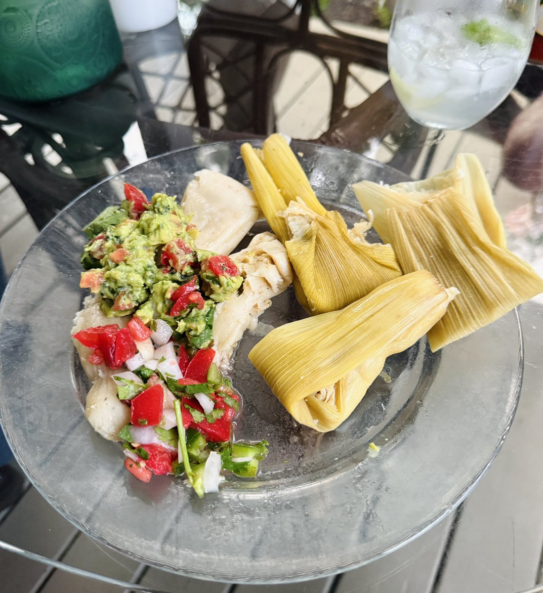ubermummy's tweet image. NKYS 
Chicken tamales, guac and pico.