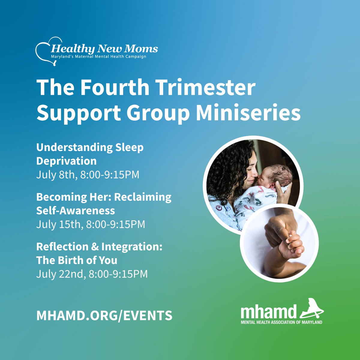 Join our Healthy New Moms webinar, Becoming Her: Reclaiming Self-Awareness, on July 15 from 8–9:15PM.

Discover how new moms can reconnect with themselves during postpartum.

 🔗 Register here: sbee.link/j3b9ht87af

#HealthyNewMoms  #MaternalMentalHealth #MHAMD #Webinar