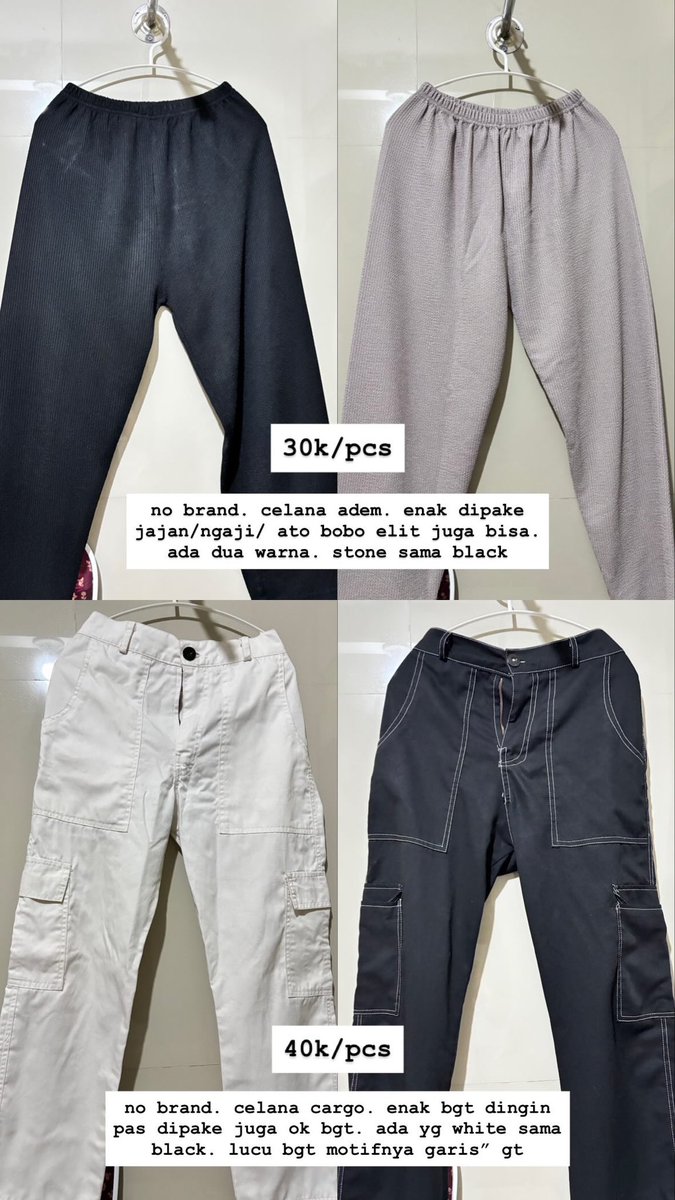 itshaeyoz's tweet photo. gess ada yg mau gaa?? aku preloved baju” celana sama hijab yg jarang aku pakee. harganya murah ko mulai dri 10-100k aja. lokasi bandung bisa pake shopee juga gausah khawatir udh gratis ongkir. udh keadaan di laundry + setrika pas sampe dikalian aman deh udh wangi. klo mau chat ya https://t.co/pzmZaq9IVs