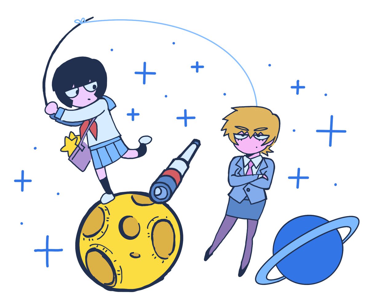 closetchewing's tweet image. mob and reigen in space what will they do