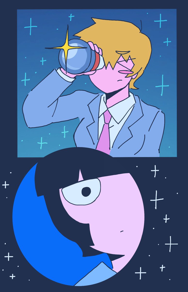 closetchewing's tweet image. mob and reigen in space what will they do