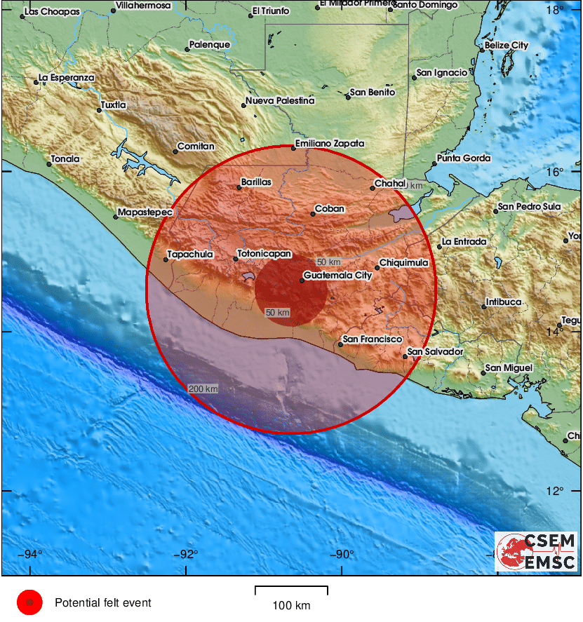 LastQuake's tweet photo. #Earthquake (#sismo) possibly felt 6 sec ago in #Guatemala (detected from @SismoDetector). Felt it? Tell us via:
📱https://t.co/QMSpuj6Z2H
🌐https://t.co/AXvOM7I4Th
🖥https://t.co/wPtMW5ND1t
⚠ Automatic crowdsourced detection, not seismically verified yet. More info soon! https://t.co/aVcbxHSnp9