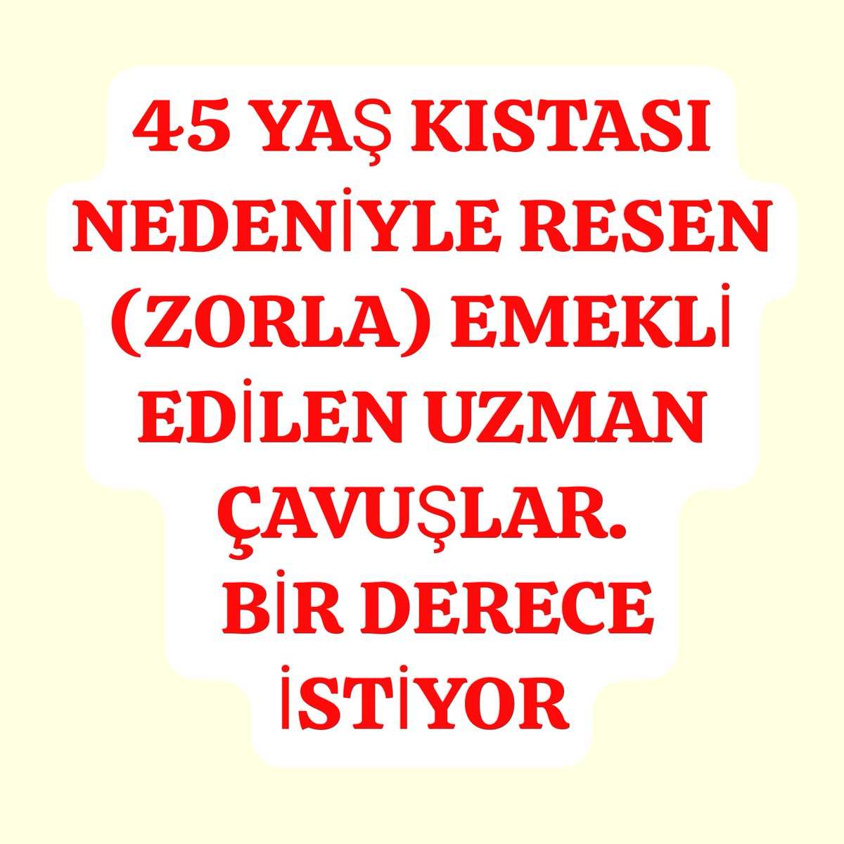 <a href="/alitilkici38/">Ali Tilkici 🇹🇷</a> <a href="/avabdullahguler/">Abdullah Güler</a> <a href="/akbasogluemin/">Av. M.Emin AKBAŞOĞLU 🇹🇷</a> @ahmetzenbilci <a href="/KaramikSunay/">Sunay Karamık</a> <a href="/dr_ishaksan/">Doç.Dr.İshak Şan</a> <a href="/MustafaAlkayis/">Av. Mustafa Alkayış</a> <a href="/ozkanbornova/">Hüseyin Özkan</a> <a href="/hasan_arslan001/">Hasan Arslan</a> <a href="/Ruken_Kilerci/">Ruken Kilerci</a> <a href="/avhalukipek/">Av. Haluk İPEK</a> <a href="/tubavuralcokal/">Dr. Tuba Vural Çokal 🇹🇷</a> <a href="/abdulhamitgul/">Abdulhamit Gül</a> <a href="/Avmuratcicek42/">Murat Çiçek</a> <a href="/leylasahinusta/">Dr. Leyla Şahin Usta 🇹🇷</a> <a href="/bybekirbozdag/">Bekir  Bozdağ</a> <a href="/Burhan_Kayaturk/">Burhan Kayatürk</a> <a href="/K_Turkmenoglu_V/">KAYHAN TÜRKMENOĞLU</a> <a href="/akgulkadir66/">A.Kadir AKGÜL</a> <a href="/suleymansahan66/">Süleyman ŞAHAN</a> <a href="/muammerravci/">Muammer Avcı</a> <a href="/saffetbozkurt67/">Saffet Bozkurt</a> <a href="/ahmetcolakoglu0/">Ahmet Çolakoğlu</a> <a href="/cengizaydogdu_/">Cengiz Aydoğdu</a> <a href="/haltinsoy68/">Hüseyin ALTINSOY🇹🇷</a> <a href="/Mihrinisa28Ates/">Orhan ATEŞ</a> <a href="/avSelmanEser/">Selman Oğuzhan ESER 🇹🇷</a> <a href="/OSMANSAGLAM70/">Osman Sağlam 🇹🇷</a> <a href="/kasapoglu/">Dr. Mehmet Kasapoğlu</a> <a href="/fnasiroglu/">Ferhat NASIROĞLU</a> <a href="/RTErdogan/">Recep Tayyip Erdoğan</a> <a href="/tcsavunma/">T.C. Millî Savunma Bakanlığı</a> <a href="/tcbestepe/">T.C. Cumhurbaşkanlığı</a> <a href="/TC_icisleri/">T.C. İçişleri Bakanlığı</a> <a href="/_cevdetyilmaz/">Cevdet Yılmaz</a> <a href="/TBMMGenelKurulu/">TBMM Genel Kurulu</a> <a href="/hulusiakarmedya/">Hulusi AKAR</a> <a href="/Akparti/">AK Parti</a> <a href="/nacibostanci/">M. Naci Bostancı</a> <a href="/AliYerlikaya/">Ali Yerlikaya</a> <a href="/UlviYonter/">Dr.İzzet Ulvi YÖNTER</a> <a href="/dbdevletbahceli/">Devlet Bahçeli</a> <a href="/mustafaelitas/">Mustafa Elitaş</a> <a href="/erkanakcay45/">Erkan Akçay</a> <a href="/memetsimsek/">Mehmet Simsek</a> Emekli Askerler hiç bu kadar mağdur edilip yoksulluğa terk edilmedi.<a href="/RTErdogan/">Recep Tayyip Erdoğan</a>
Söz verilen  #tazminat sözü yerine getirilmedi.
Geçim sıkıntısı yaşayan #EmekliUzmanÇavuşlar Verilen sözlerin tutulmasını bekliyor
<a href="/dbdevletbahceli/">Devlet Bahçeli</a> 
#UzmanÇavuş
#UzmanÇavuşlar
#MemurEmeklisineAdalet