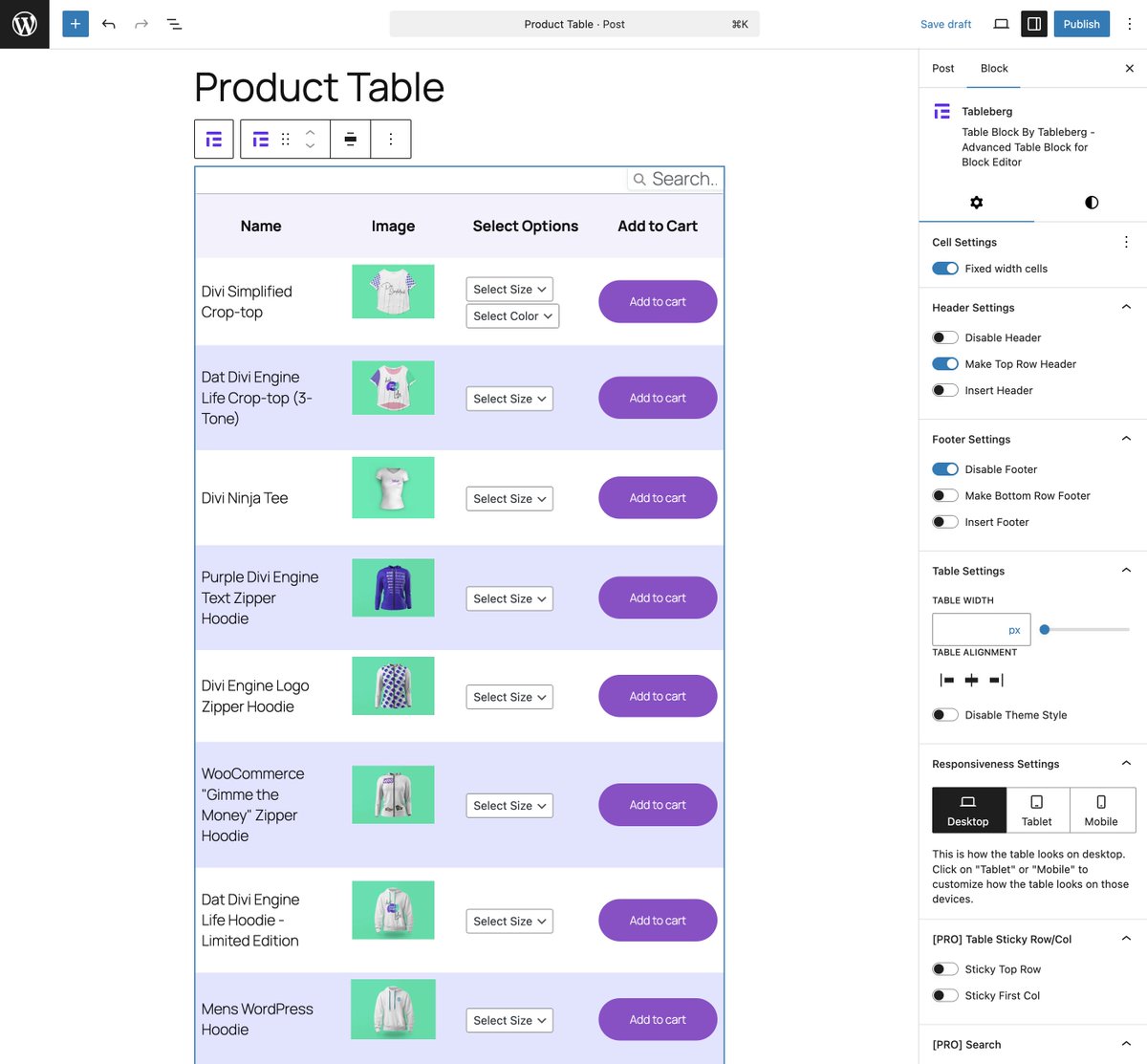 The first version of the 'Product Table by Tableberg' block is ready!

It will be available in the next version of Tableberg Pro.