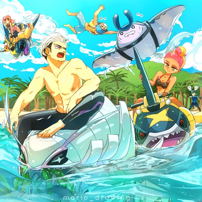 #画像だけで夏を感じさせる選手権 アローラ地方一択すぎんよ このファンアートは私もお気に入りです ビバ!アローラ! #guzma #golisopod #グズマ #グソクムシャ #teamskull