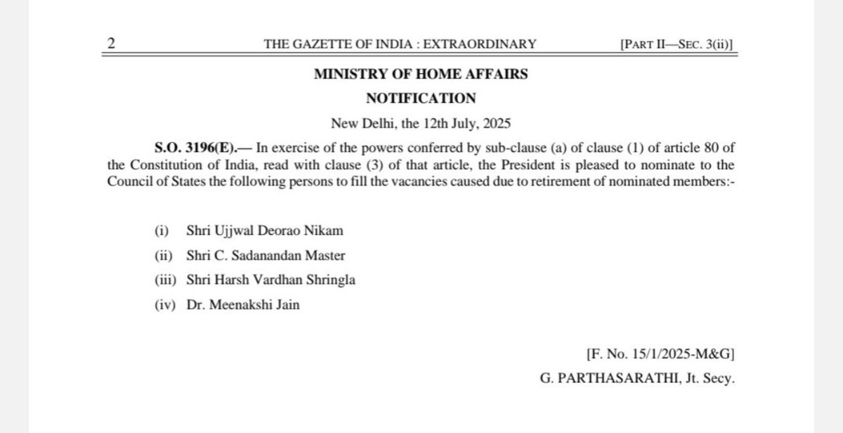 Dia1Detrimental's tweet photo. Congratulations to all the Nominated members of #RajyaSabha 👏 

C Sadanandan Master of Nambiar Nair community from Kerala gets recognition.

But it is high time BJP focuses on Ezhava community to keep up the LS performance in 2026 elections.
@BJP4Keralam 

#kerala #bjp #ezhava https://t.co/byDI52q5LN
