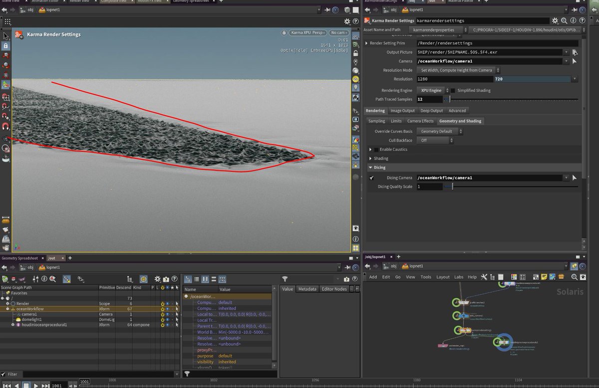 I had a Houdini water animation effects FX rig to complete quickly for a production job in just 2 days, so I applied the Karma XPU workflow to render the Houdini Procedural Ocean. The result was extremely fast, super simple and efficient, and I’d like to share how to achieve