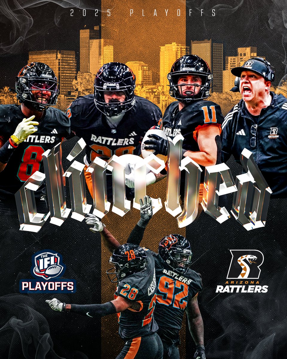 Indoor Football League (@indoorfl) on Twitter photo The reigning champs are back in the dance. ๐
The <a href="/ArizonaRattlers/">Arizona Rattlers</a> have officially clinched a spot in the #2025IFLPlayoffs! The reigning champs are back in the dance. ๐
The <a href="/ArizonaRattlers/">Arizona Rattlers</a> have officially clinched a spot in the #2025IFLPlayoffs!