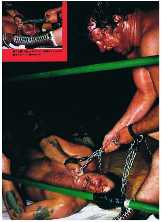 Terry Funk x Harley Race. Texas Chain Death Match. “A fierce mortal battle without honor or humanity…and within a few minutes it turned into a sea of blood.” (8.25.1978) ☠️