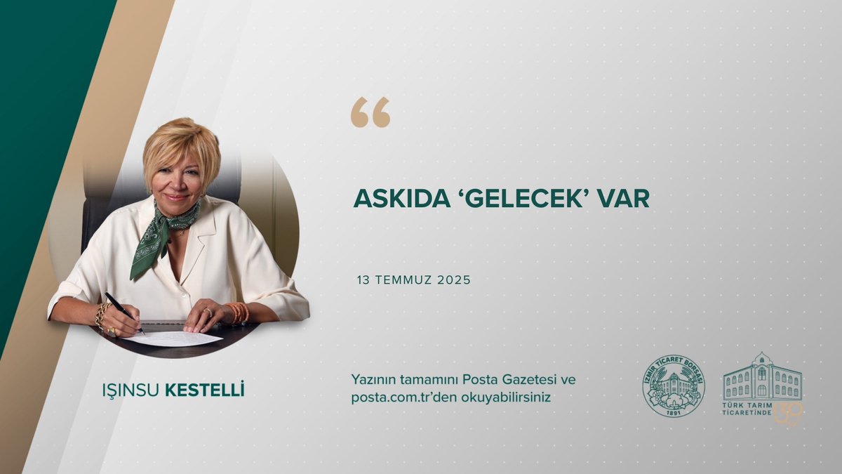 Başkanımızın Posta Gazetesi'ndeki köşe yazısını aşağıdaki linkten okuyabilirsiniz.

posta.com.tr/yazarlar/isins…

#İTB #İzmirTicaretBorsası #AskıdaGelecekVar