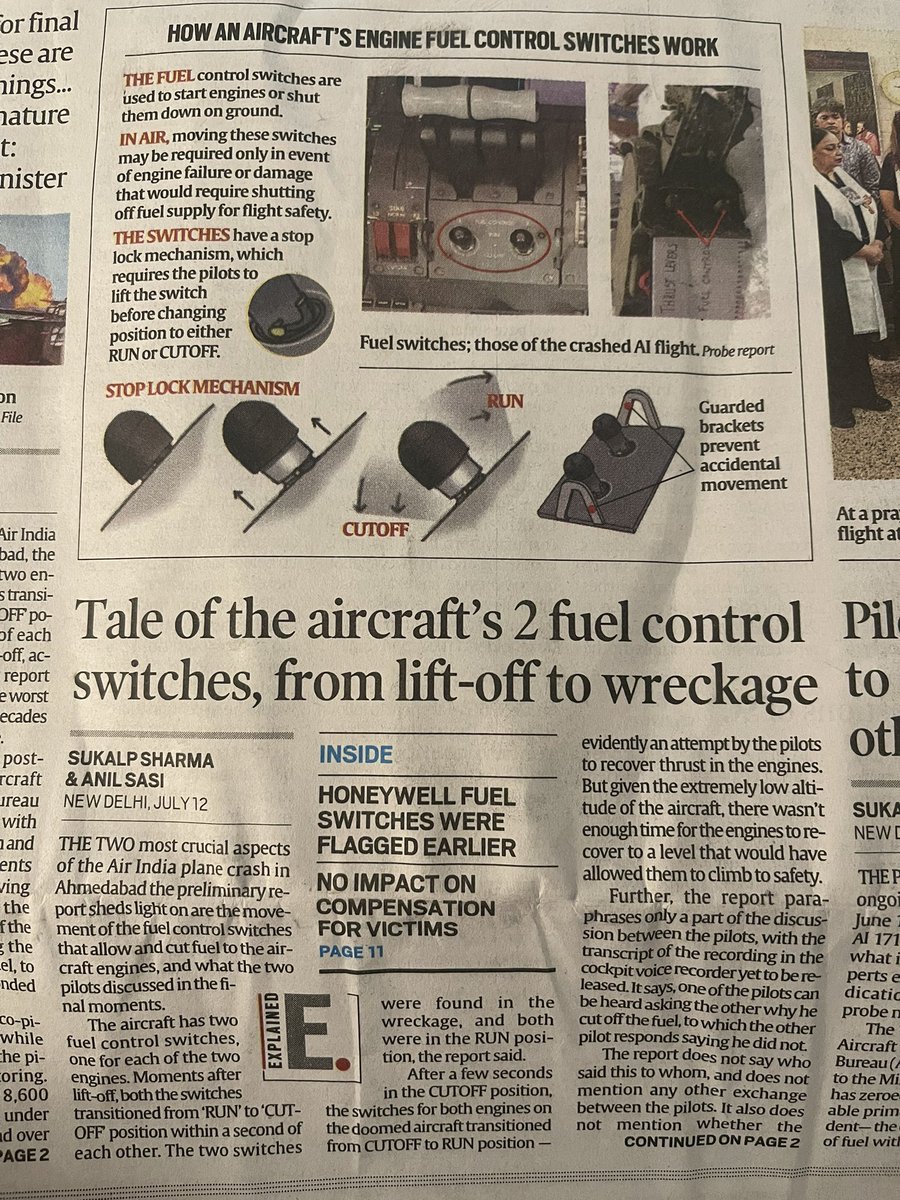 विमान हादसे पर प्राथमिक जाँच रिपोर्ट के बाद भी कई सवाल बने हुए हैं। Cockpit throttle control module  को 2019 और  2023 में बदला गया था जिनमें तेल के स्विच भी होते हैं ।