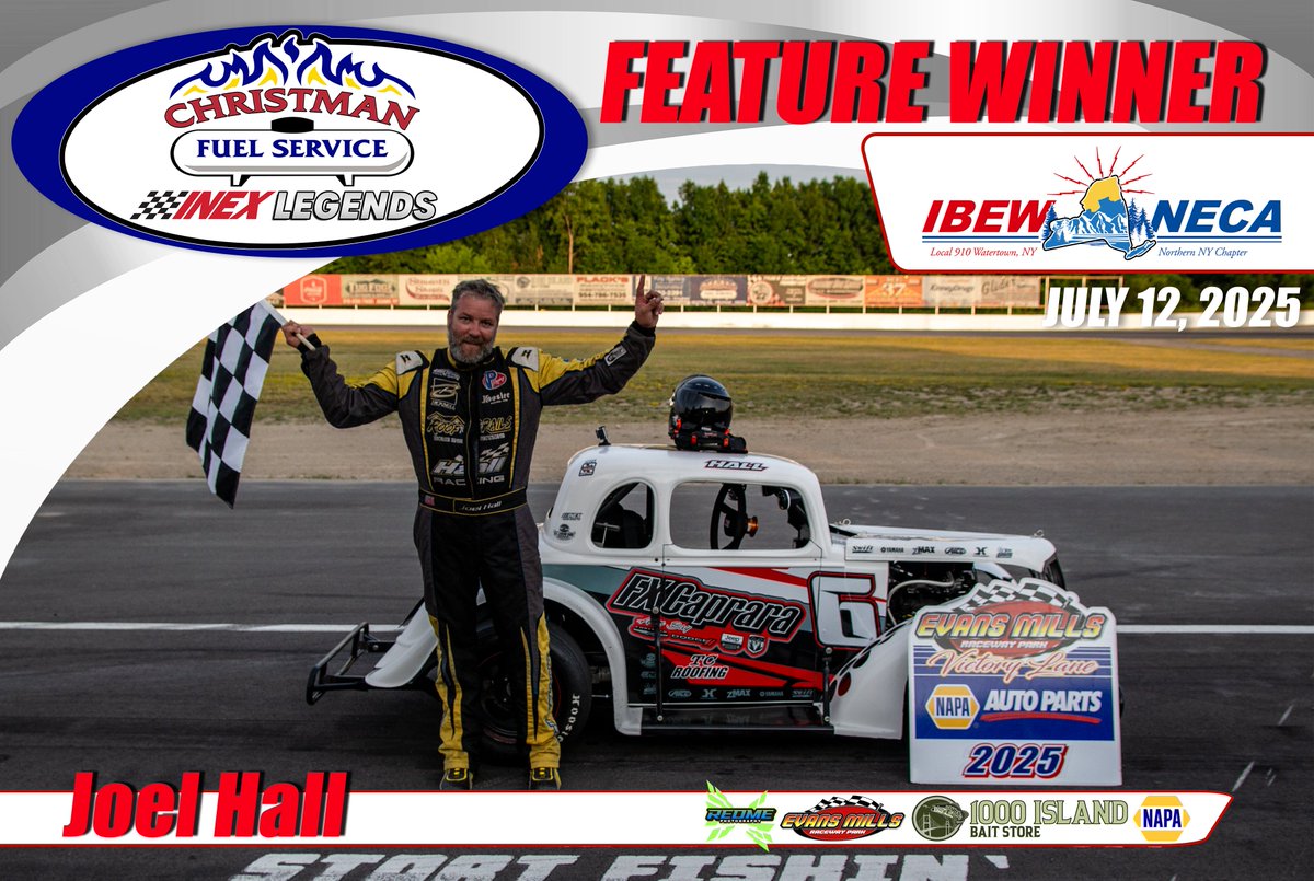 Feature Results for the Christman Fuel Service Inc. INEX Legends on Electricians Local 910 Christmas Miracle Night on 7/12/25

1. Joel Hall, Oomen, Malbeuf, Ja. Hall, Herring, Fiorini, Wilmot, Christman, Siebert, Mix, Carr, Berry, Goodnough