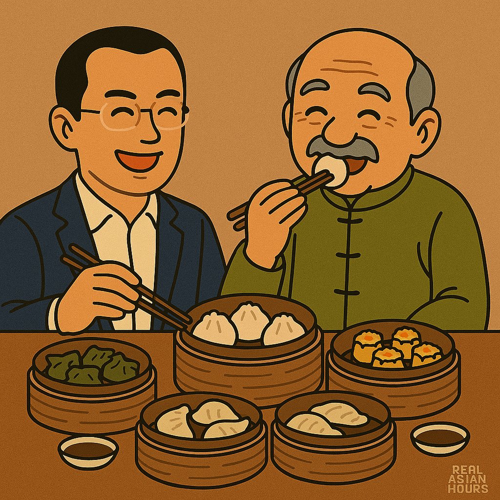 RealAsianBags's tweet photo. 早上好！

别人谈币价，
他们谈人生。

🥟Real Asian Hours
Dim Sum with @cz_binance https://t.co/FdV5MttTp6