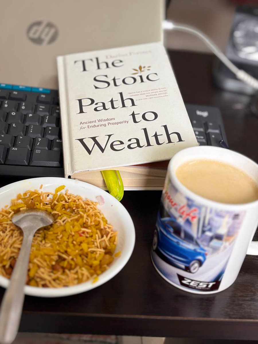 Dippak Gaaur (@dippakgaaur) on Twitter photo Poha with Coffee in a mug with my first car on it.
And a book on stoic wealth <a href="/DariusForoux/">Darius Foroux</a>
Yeh sab cheezein paisa nahi kamaati.
But yeh sab dikhati hain kaise paisa sochna chahiye.
Discipline, not drama.
Peace, not panic.
Every morning is a small wealth habit.
#Wealth #wisdom Poha with Coffee in a mug with my first car on it.
And a book on stoic wealth <a href="/DariusForoux/">Darius Foroux</a>
Yeh sab cheezein paisa nahi kamaati.
But yeh sab dikhati hain kaise paisa sochna chahiye.
Discipline, not drama.
Peace, not panic.
Every morning is a small wealth habit.
#Wealth #wisdom