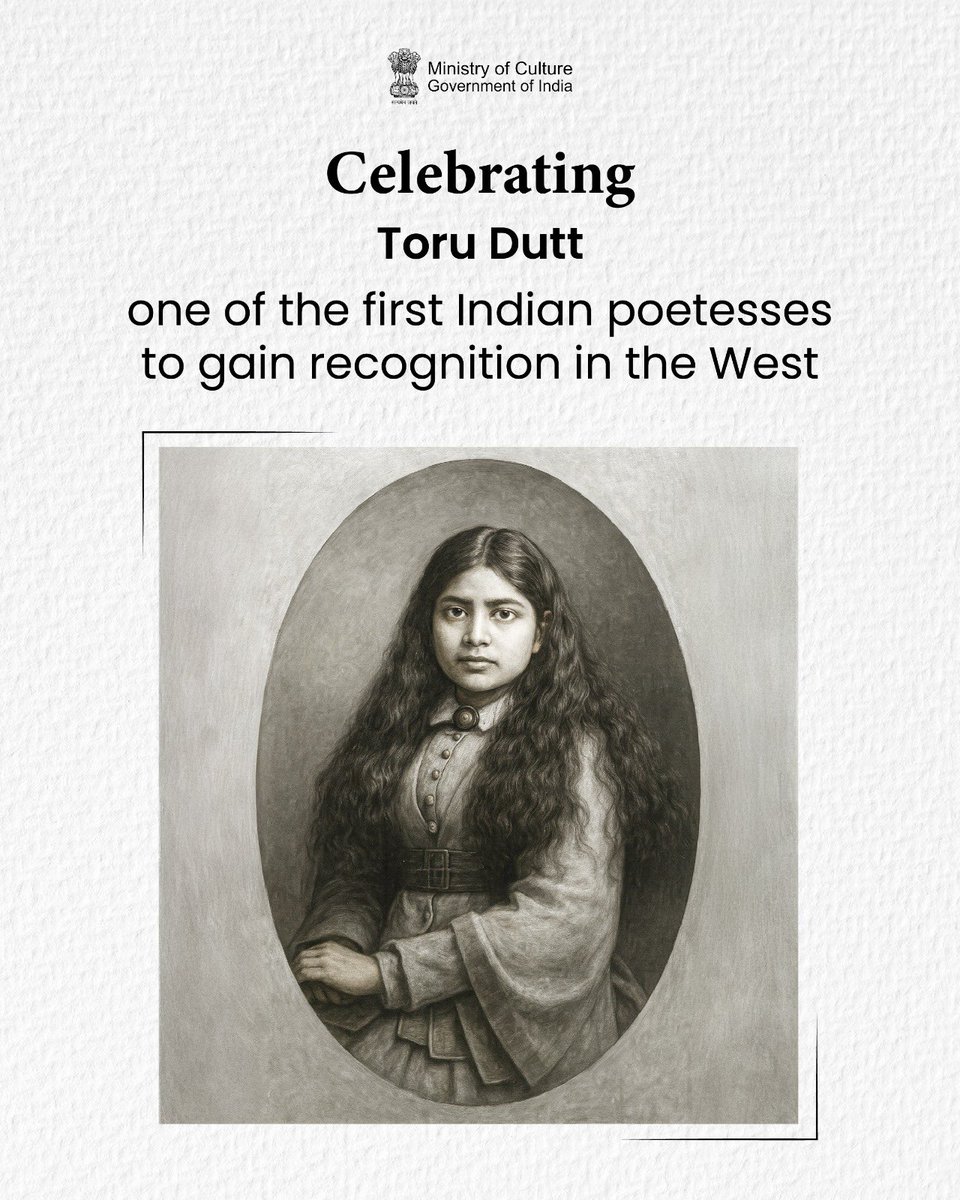 MinOfCultureGoI's tweet photo. As a poet, novelist, essayist, translator and polyglot, #ToruDutt was an outstanding pioneer in the history of Indian literature. To know about her legacy in literature &amp; the impact it had both in India and the West, read👇

#PeopleOfCulture #CultureUnitesAll https://t.co/NUwHioYfnY