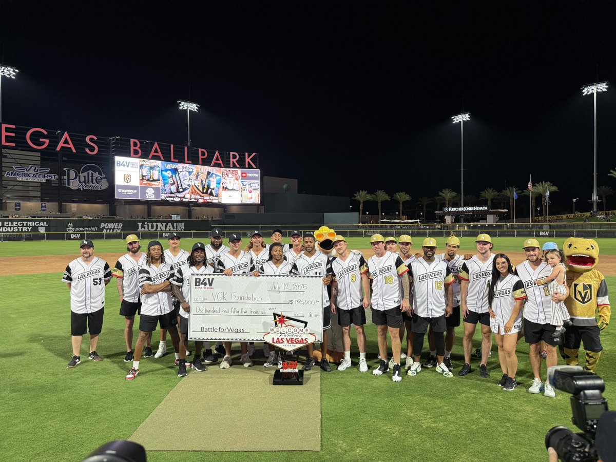 y-Vegas Golden Knights (@goldenknights) on Twitter photo Itโs a 29-26 win for Team Bowers at the 2025 <a href="/battleforvegas/">Battle For Vegas</a>, but the real winner is the Las Vegas community! ๐ค
$155,000 will go back into the community to help important causes around the city!
#VegasBorn | <a href="/VGKFoundation/">Vegas Golden Knights Foundation</a> Itโs a 29-26 win for Team Bowers at the 2025 <a href="/battleforvegas/">Battle For Vegas</a>, but the real winner is the Las Vegas community! ๐ค
$155,000 will go back into the community to help important causes around the city!
#VegasBorn | <a href="/VGKFoundation/">Vegas Golden Knights Foundation</a>