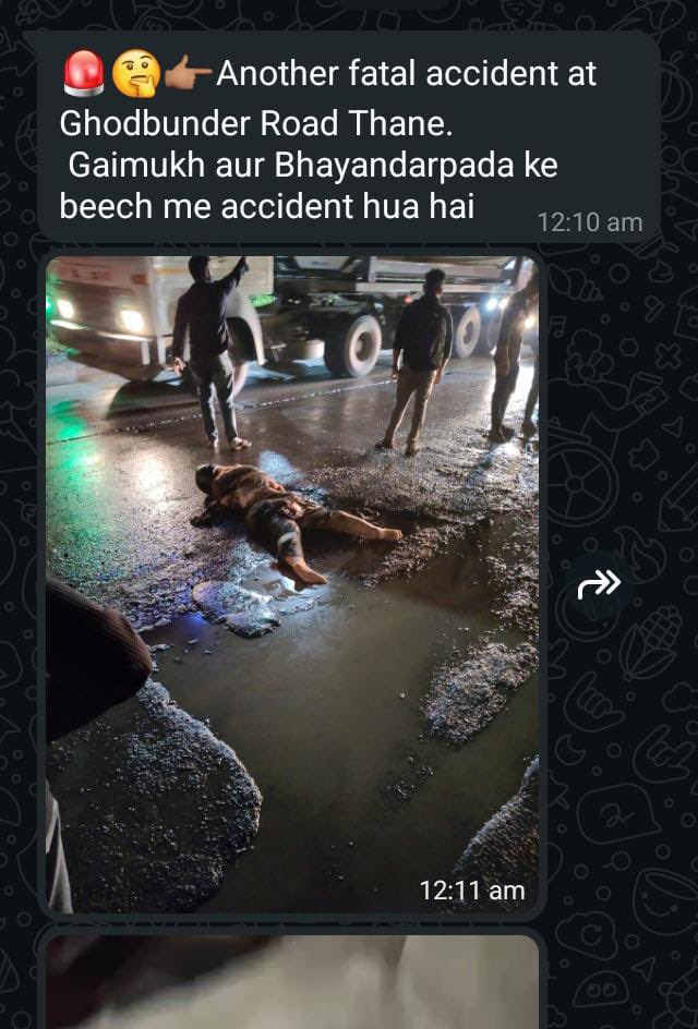 jskeshriya's tweet photo. 2 #bikers lost their life in sepate incident at #Thane #Ghodbunder #road yesterday 12th July.

32yrs old male biker at opp. #Cadbury junction & another 21yrs old lady at #gaimukh 

Jago #DevendraFadnavis #EknathShinde Jago, innocent lives are being lost to poor roads, sorry not poor but 3rd class & Dangerous roads, Does Common man has any Value ????