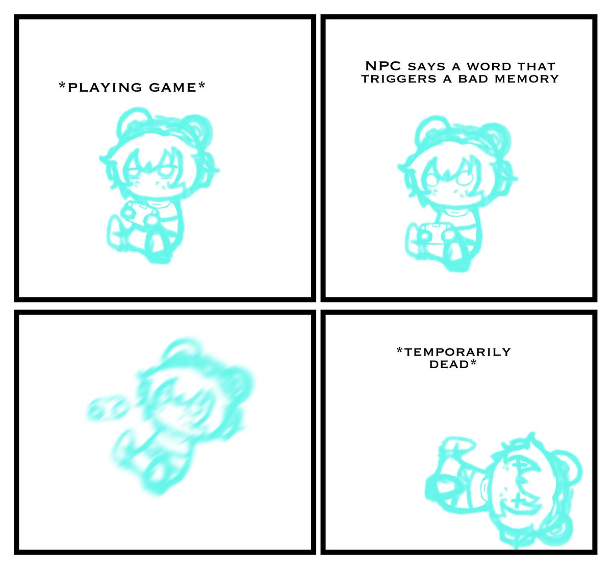 KeroKeroGemu's tweet photo. Experience I had tonight 🥹 

#vtuber #comics #fourpanelcomic #gaming #meme https://t.co/eUFDo928AR