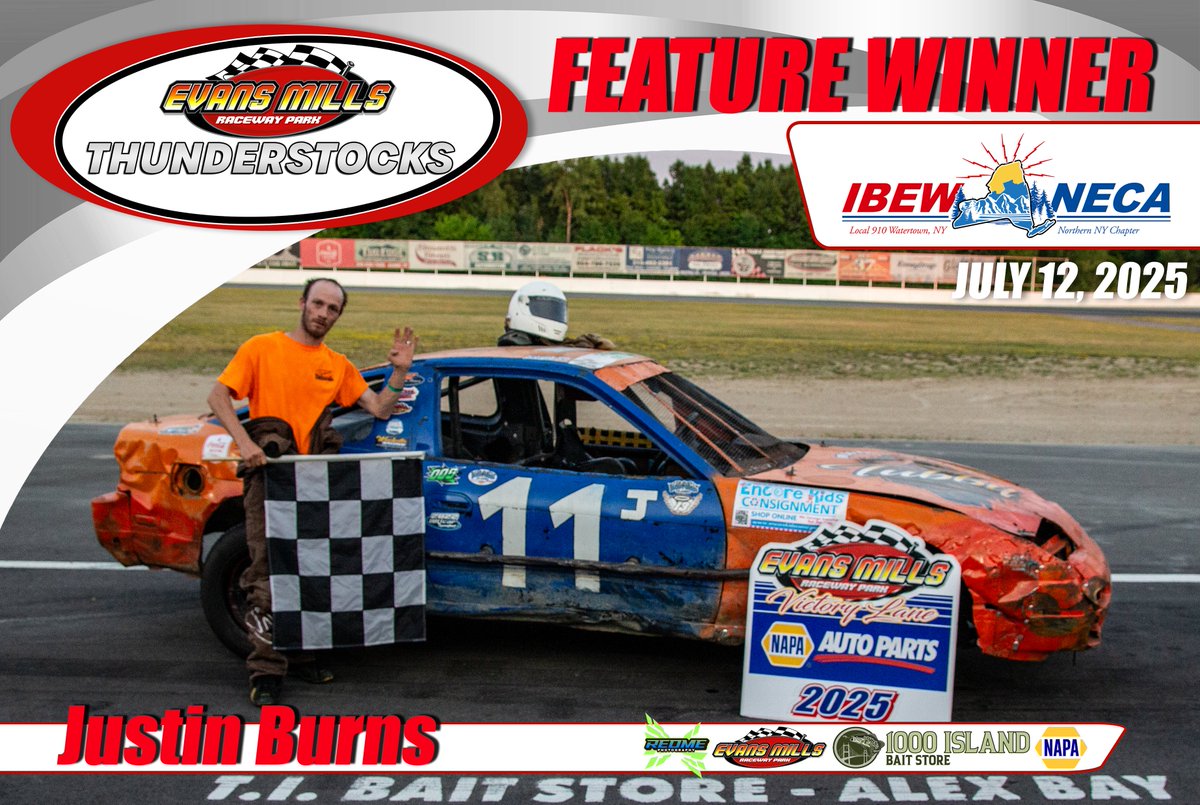 Feature Results for the Thunderstocks on Electricians Local 910 Christmas Miracle Night on 7/12/25

1. Justin Burns, C. Goodale, L. Goodale, Marcinko, Wilson, Briggs, LaShore, Rogers, Greenfield, Gilson, Collette