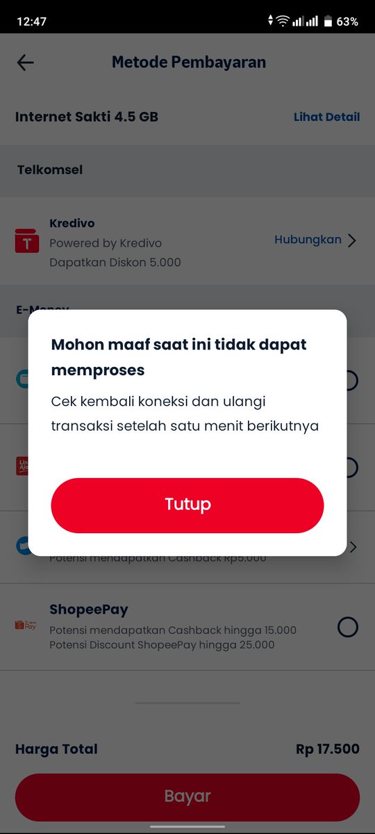 ownssiery's tweet photo. skrg gabisa bayar pake pulsa lg apa gimana si? udh clear cache jg masi gabisa @Telkomsel https://t.co/tJCOlTGLej