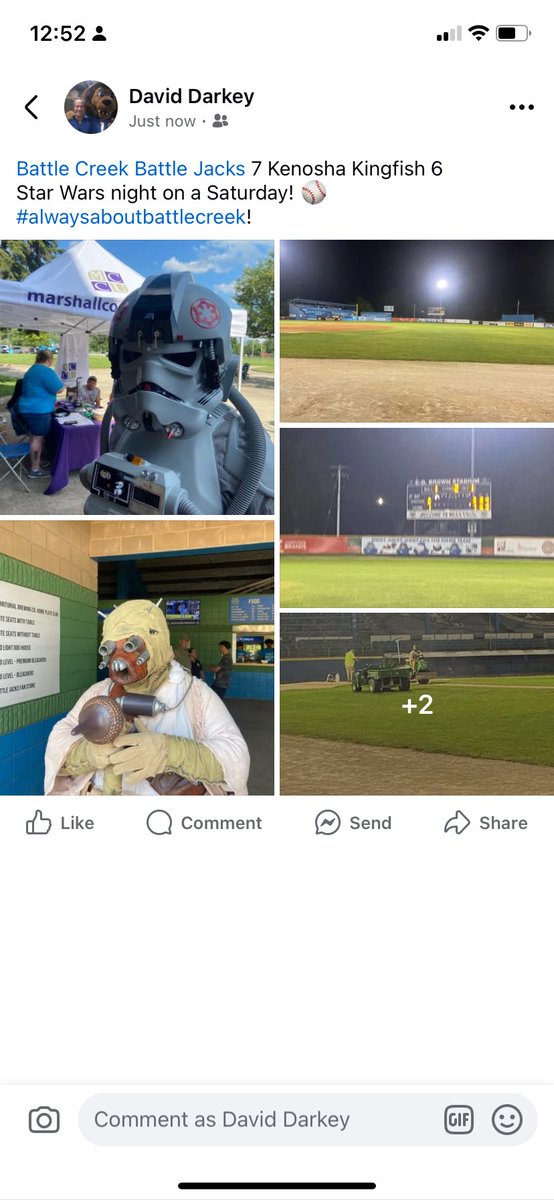 dcdarkey's tweet photo. Battle Creek Battle Jacks 7
Kenosha Kingfish 6
Star Wars night on a Saturday in BC!
#alwaysaboutBattleCreek! https://t.co/LbfF5n6SbQ