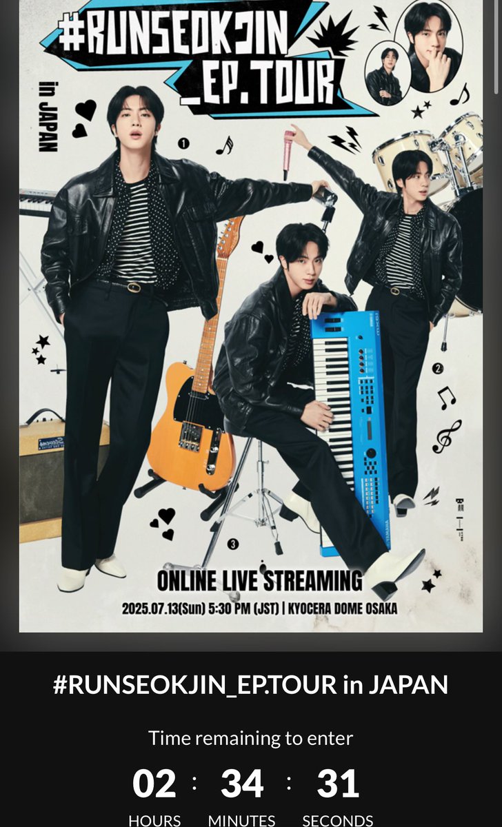 I have a date with this guy at 1:30 AM pacific time … 😌🍑💜
#RUNSEOKJIN_epTOUR_JAPAN #JIN